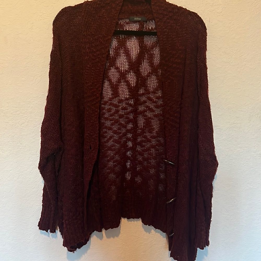 Like NEW Maroon Open Sweater Oversized - Comfortable Slouch Millau Jacket